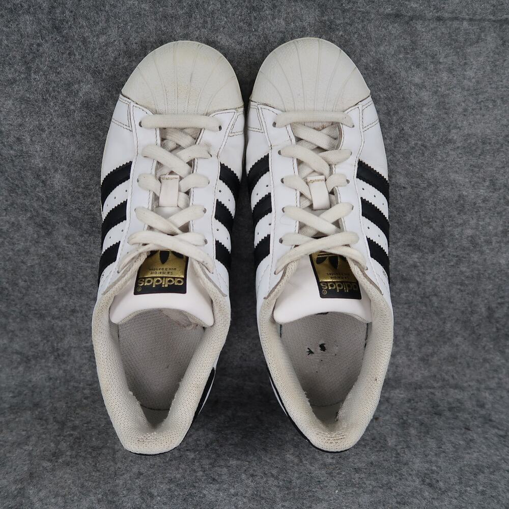 Adidas Shoes Kids 5 Sneakers Superstar Casual Lifestyle White Black Lace Up Low - Picture 8 of 13